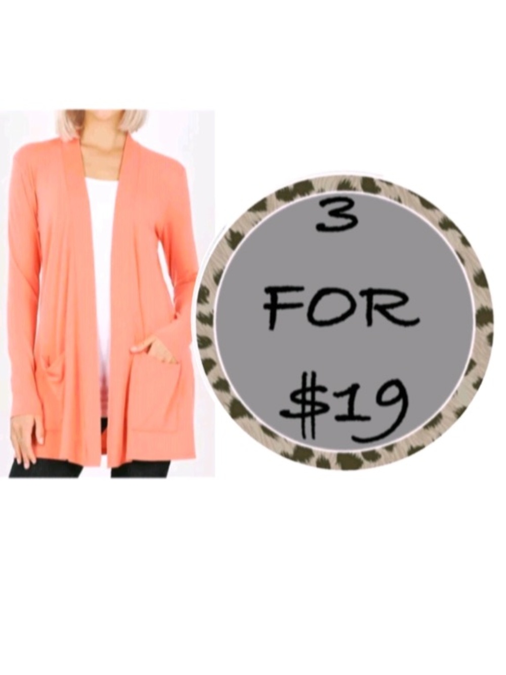 3/$19 Zenana outfitters open front cardigan tunic blouse long sleeve top